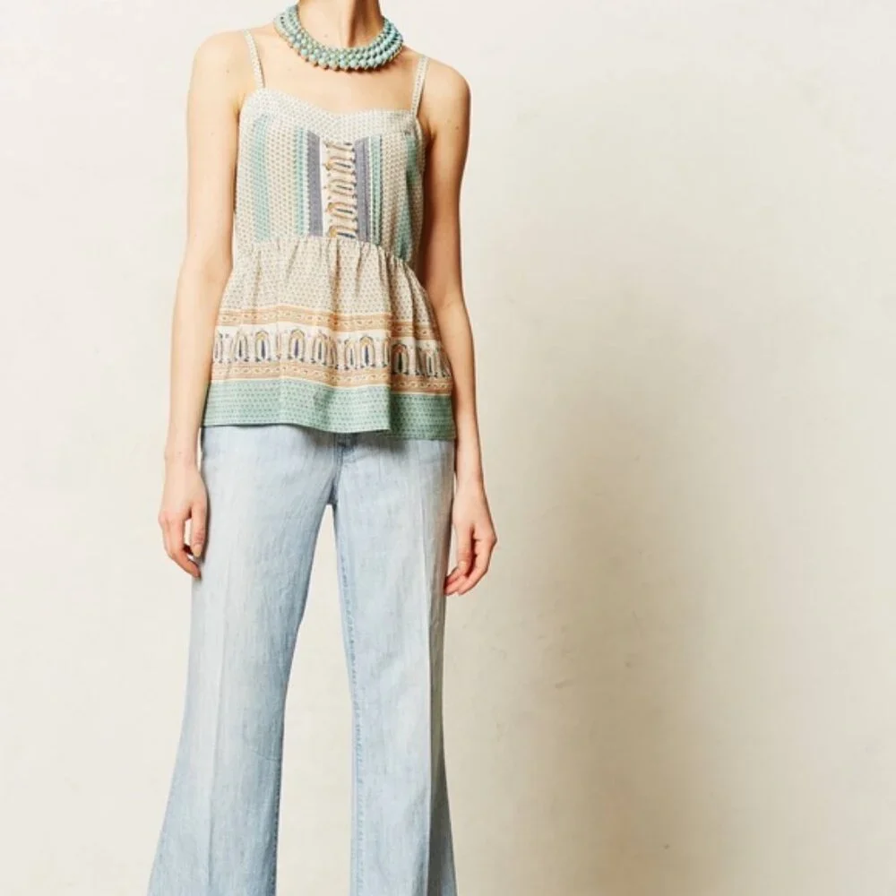 Anthropologie Vanessa Virginia Montara boho pastel tank top size 2 - Picture 2 of 11